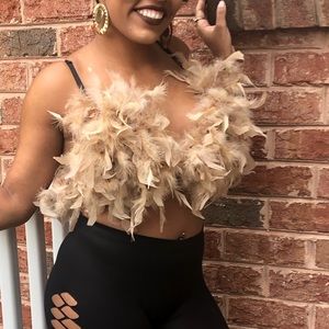 Tan Feather Bra